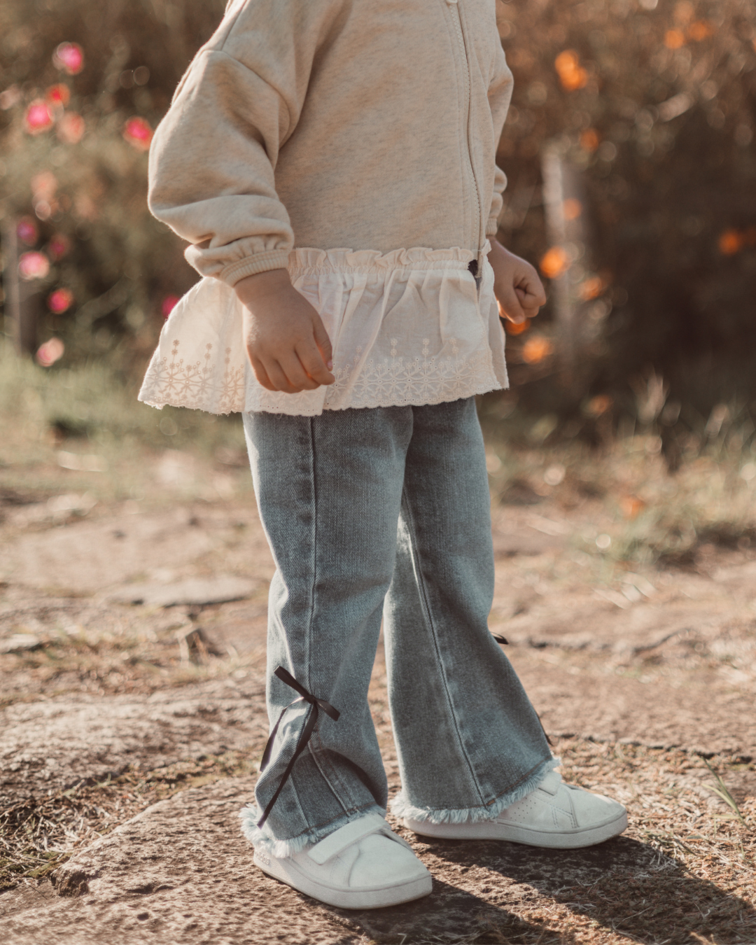 レースアップデニムパンツ