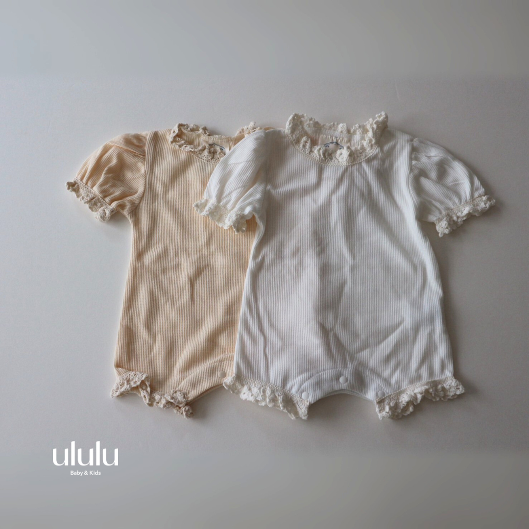 【SALE】セット：レースワッフルロンパースセット
