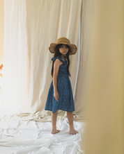 【SALE】花柄リボンショルダーシャーリングワンピース