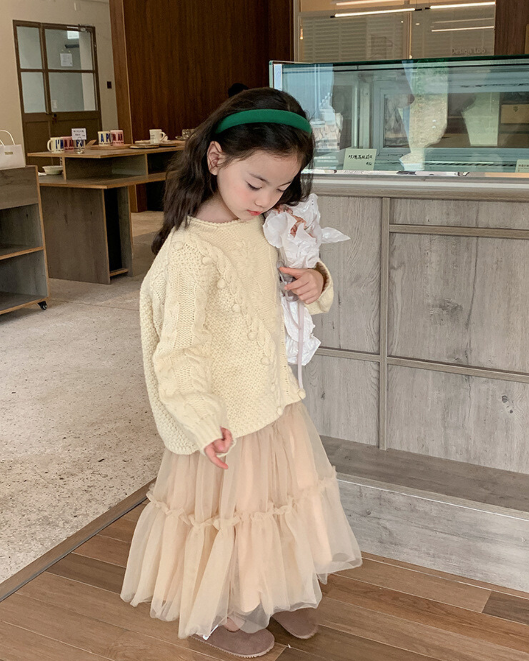 チュールフリルロングスカート