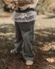 レースヘムデニムパンツ