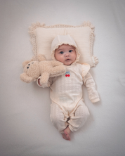 【新作 26日(金) am10:00販売】刺繍フリルスリーブ リブロンパース