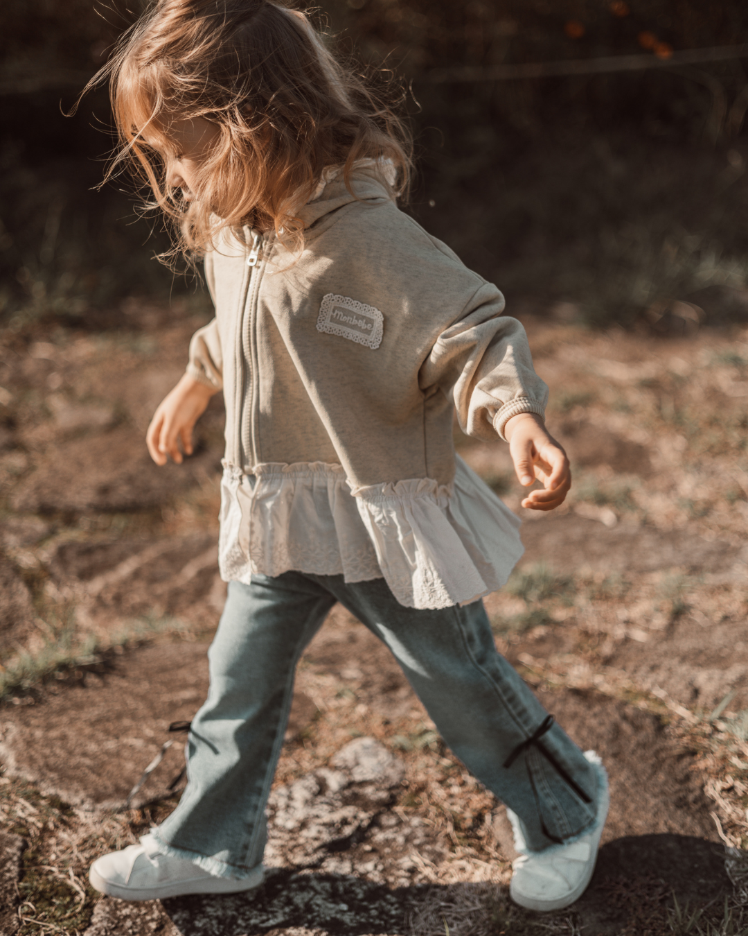 レースアップデニムパンツ