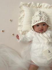 【新作 6日(金) 10:00販売】フラワーチュールドレスロンパース