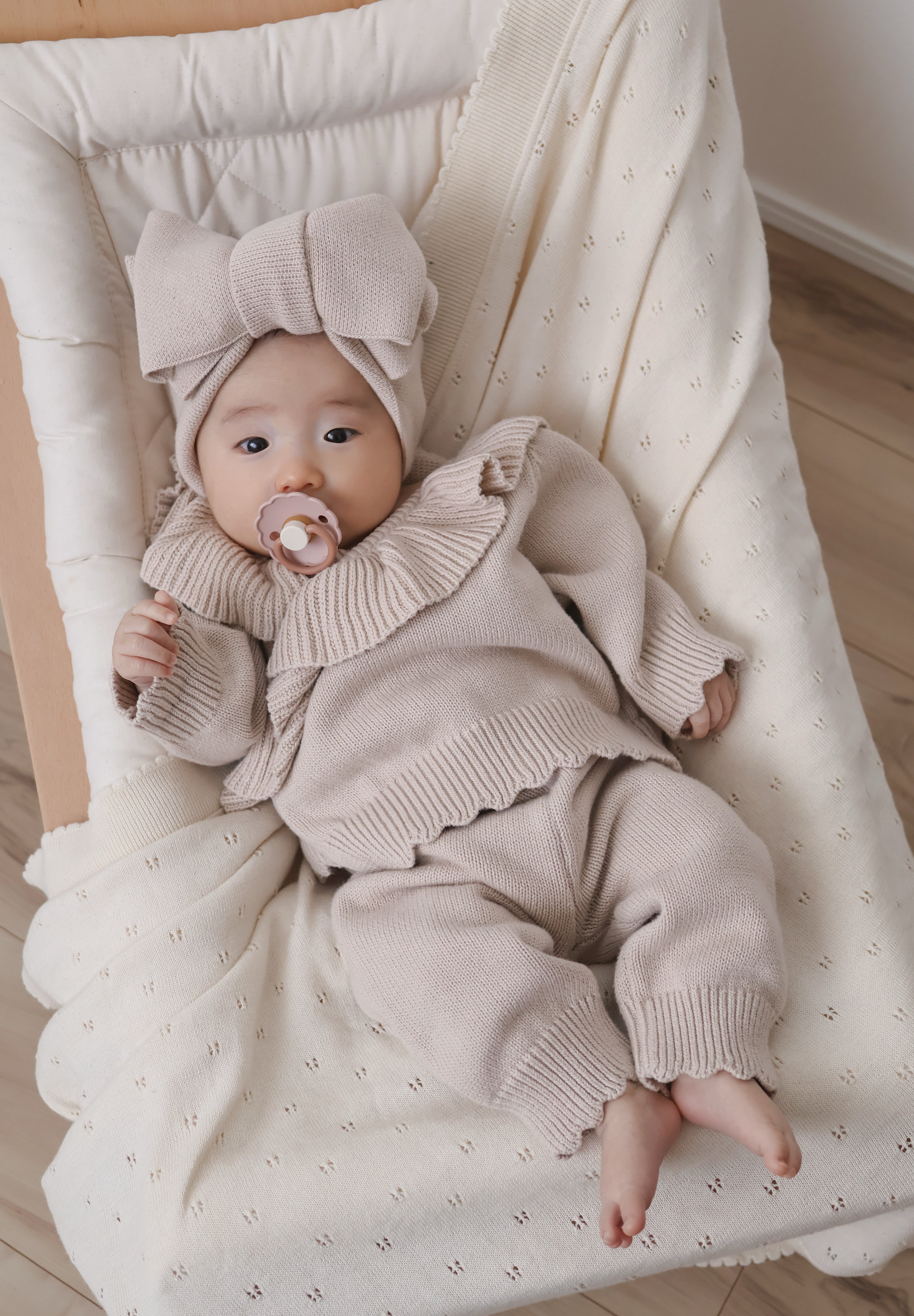 ベビーリボンニットセット