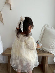 フラワー刺繍チュールドレス