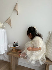 フラワー刺繍チュールドレス