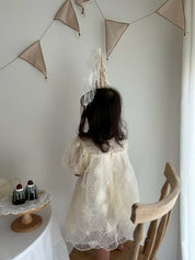 フラワー刺繍チュールドレス