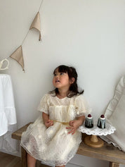 フラワー刺繍チュールドレス