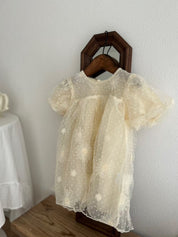 フラワー刺繍チュールドレス