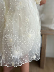 フラワー刺繍チュールドレス