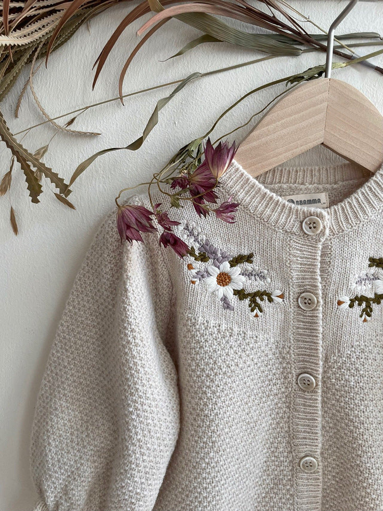 フラワー刺繍カーディガン