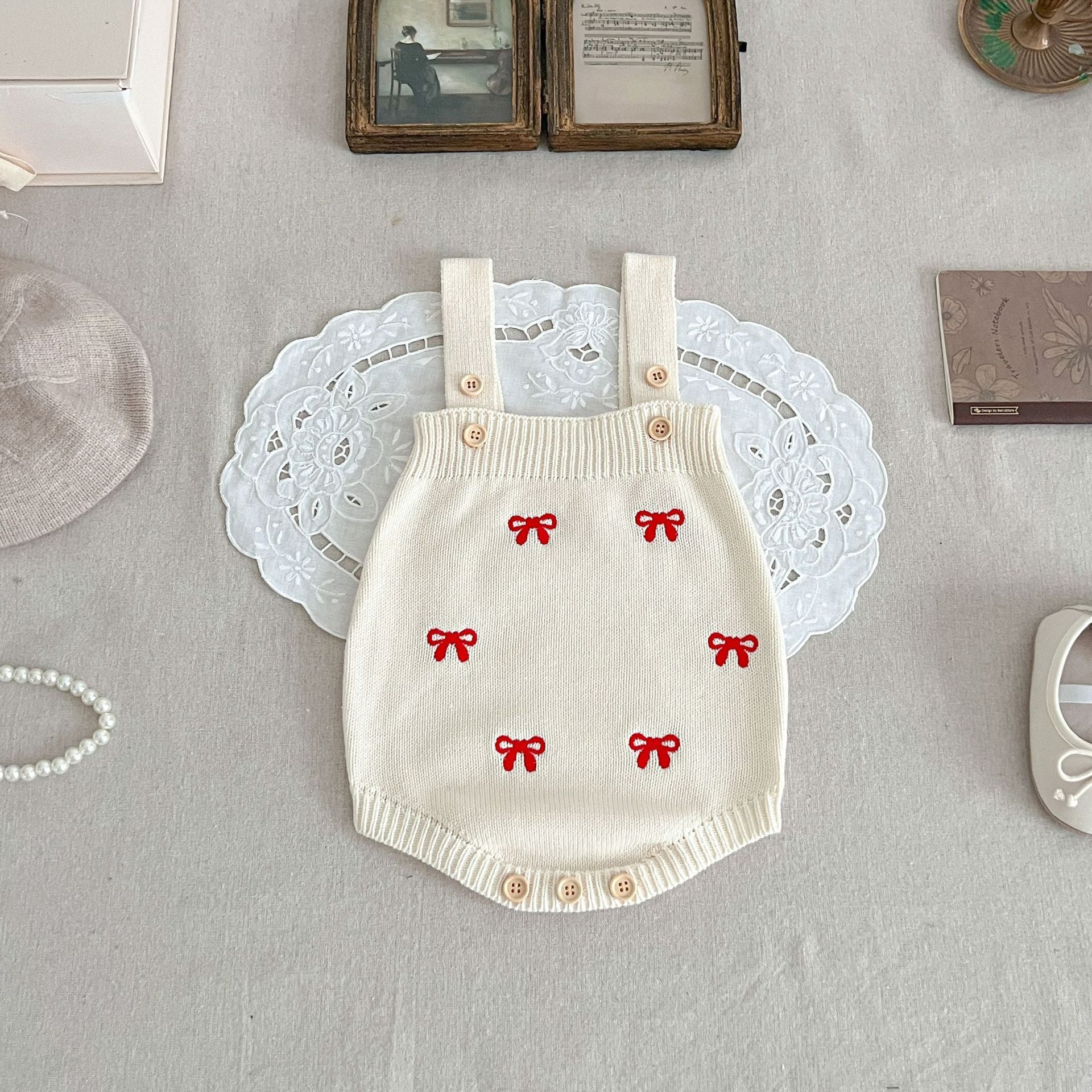 プティリボン ニットカーディガン / ロンパース