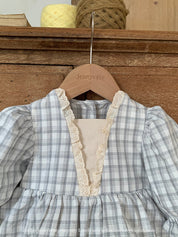 【新作】レーストリム チェックフリルロンパース