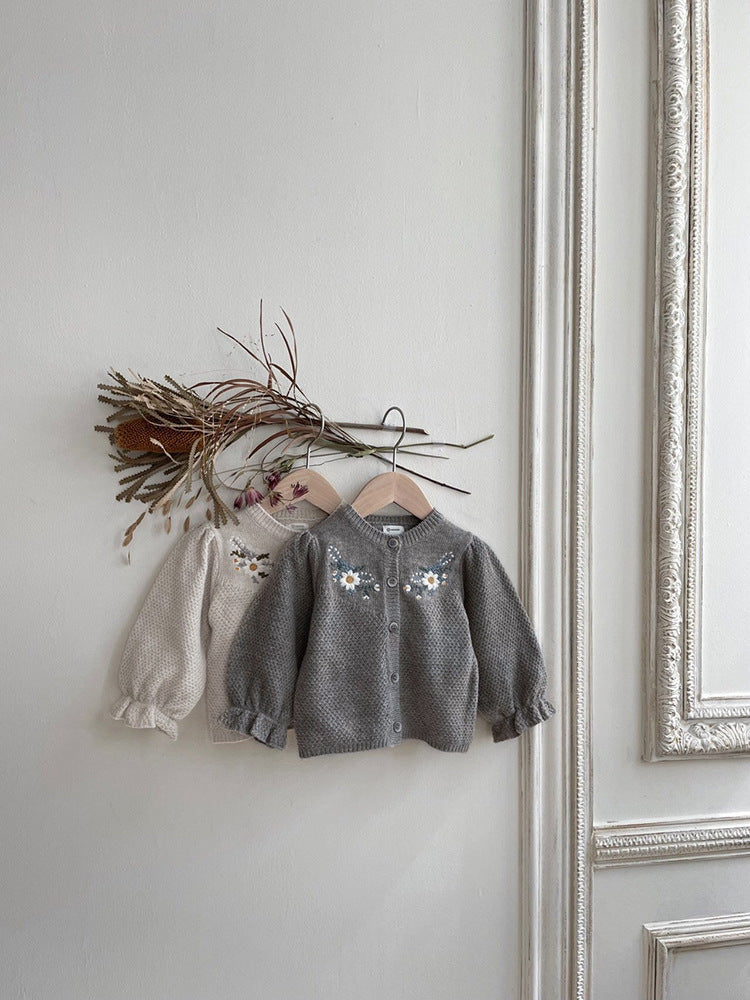 フラワー刺繍カーディガン