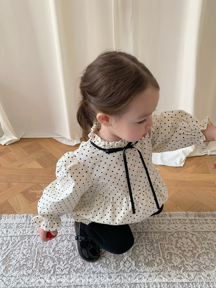 【新作】プチドットフリルロンパース