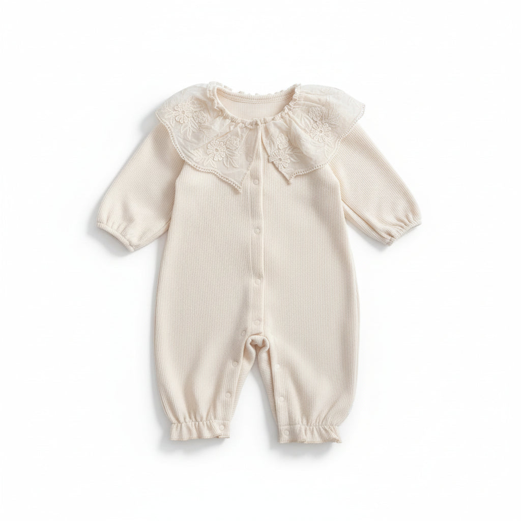 襟レースカバーオール