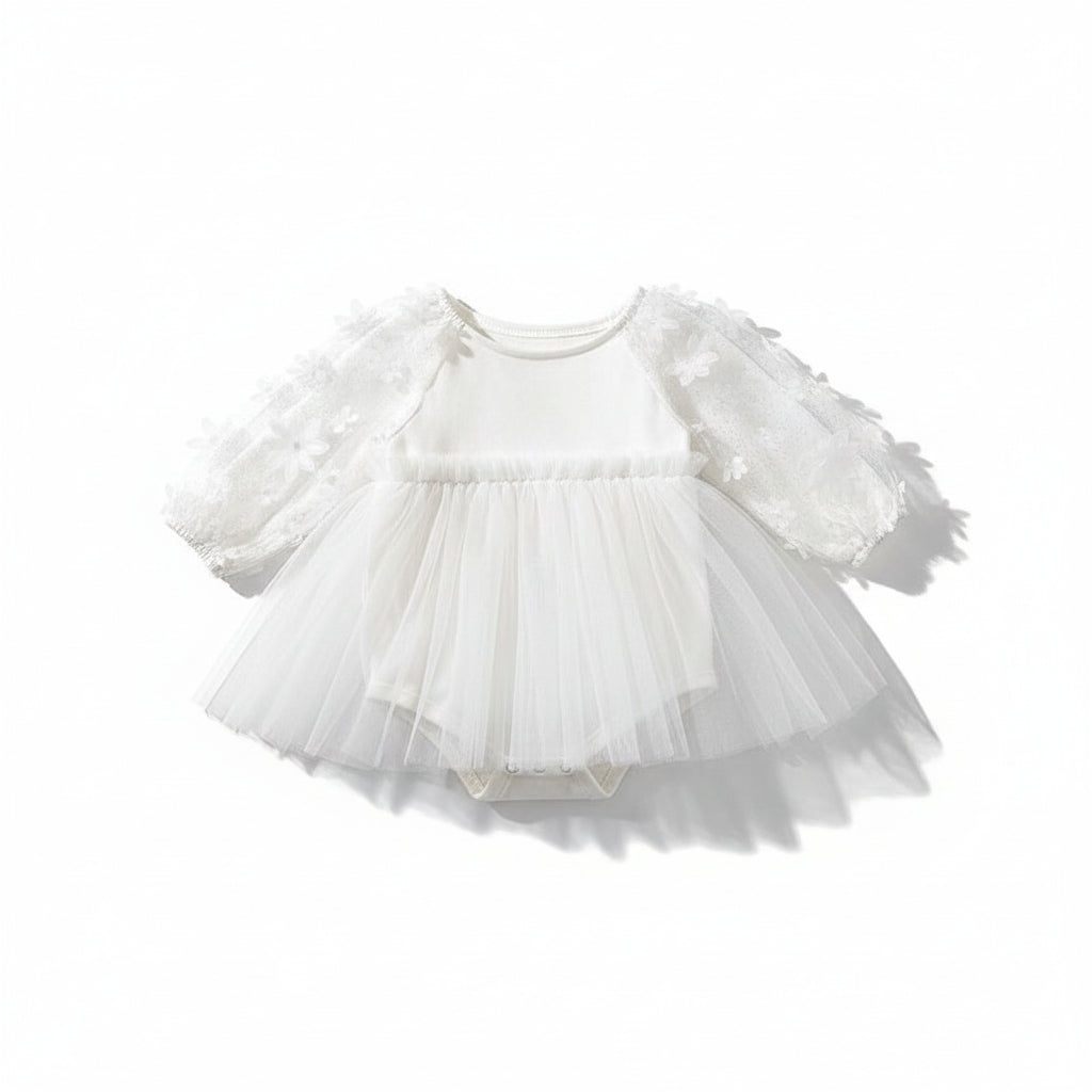 【新作 6日(金) 10:00販売】フラワーチュールドレスロンパース