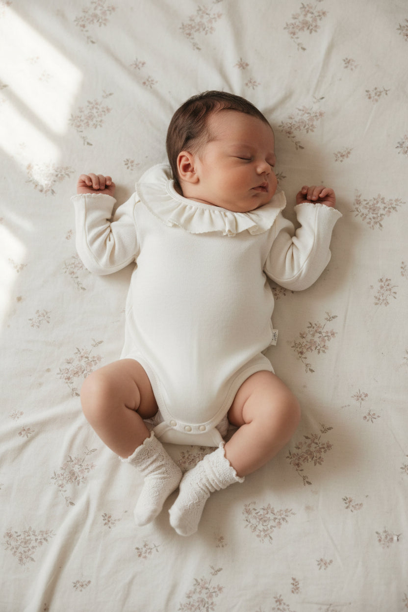 ナチュラルフリル ロンパース