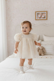 フラワー刺繍チュールドレス