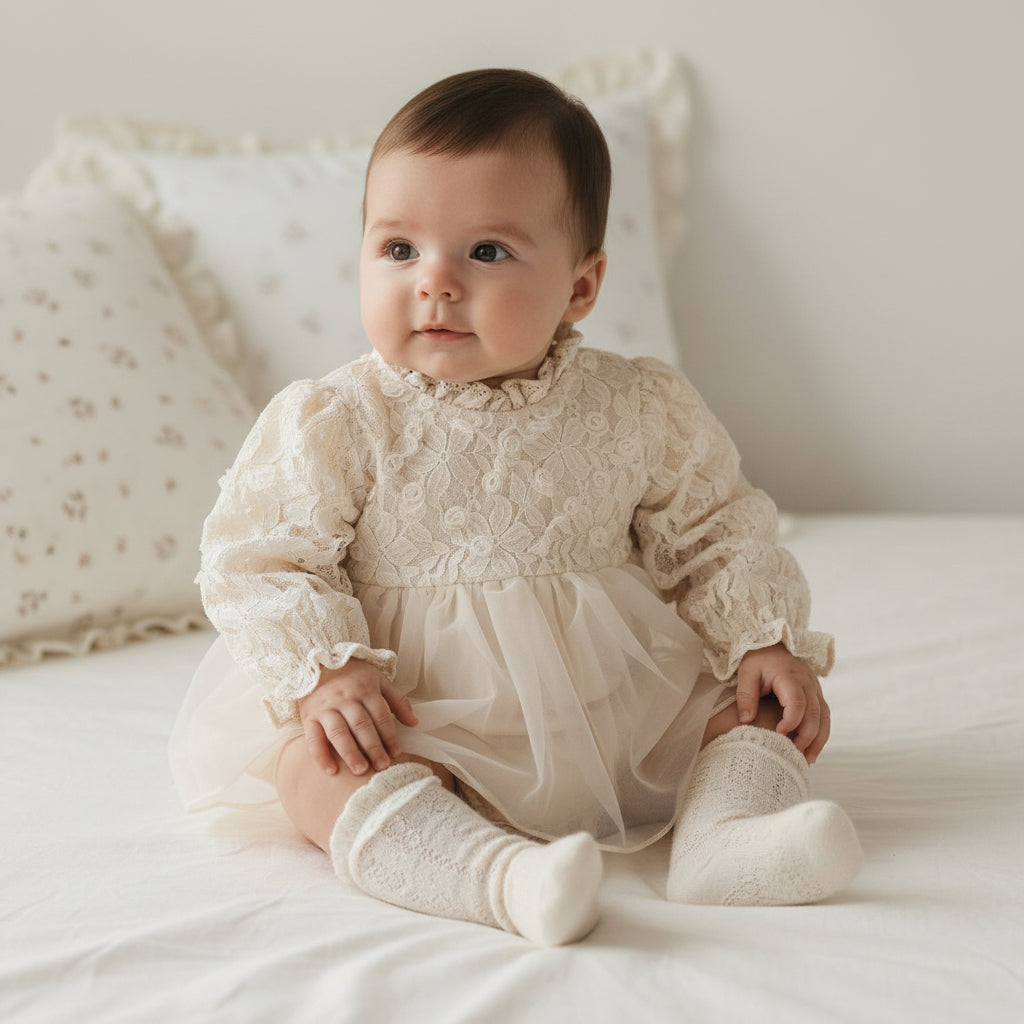 【新作】フローラルレースベビードレス