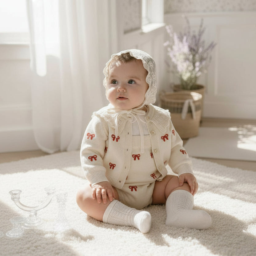 プティリボン ニットカーディガン / ロンパース