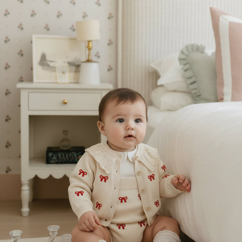 プティリボン ニットカーディガン / ロンパース