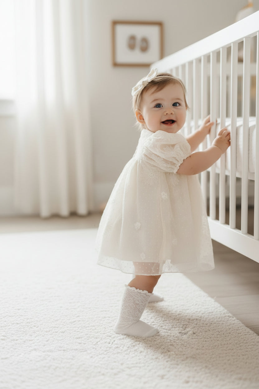 フラワー刺繍チュールドレス