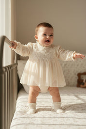 【新作】フローラルレースベビードレス