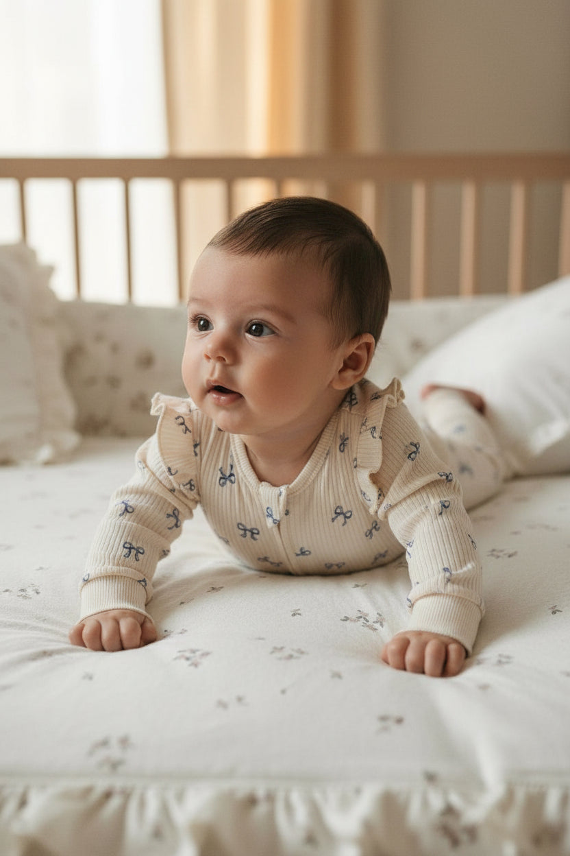 フリルスリーブジップロンパース