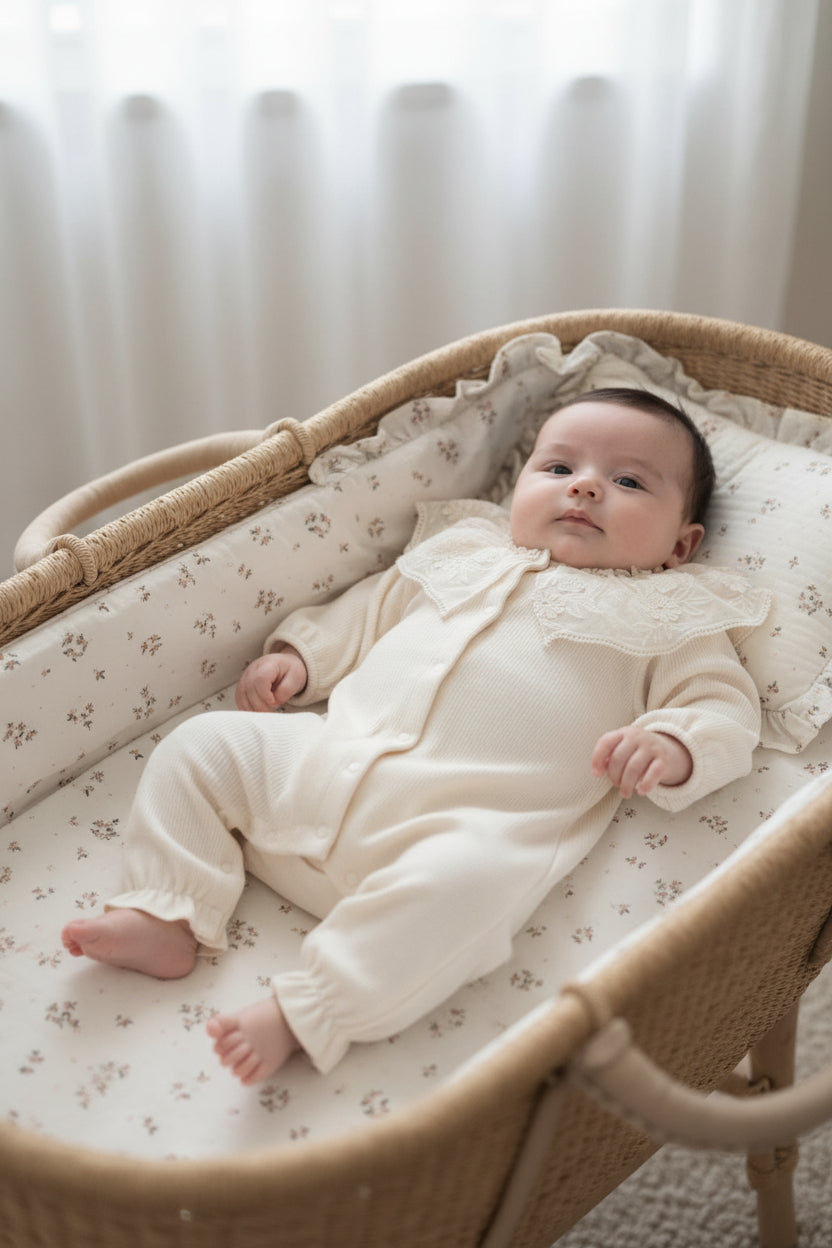 襟レースカバーオール