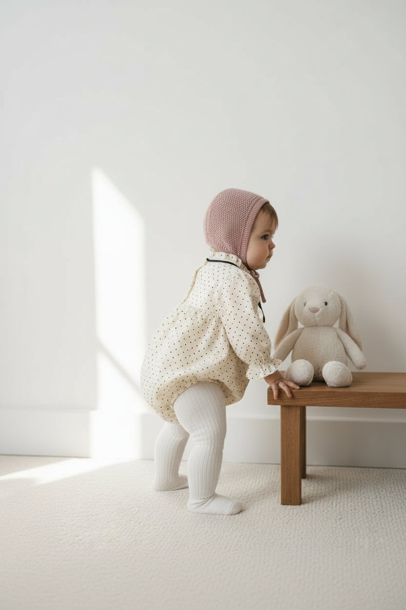 【予約】プチドットフリルロンパース